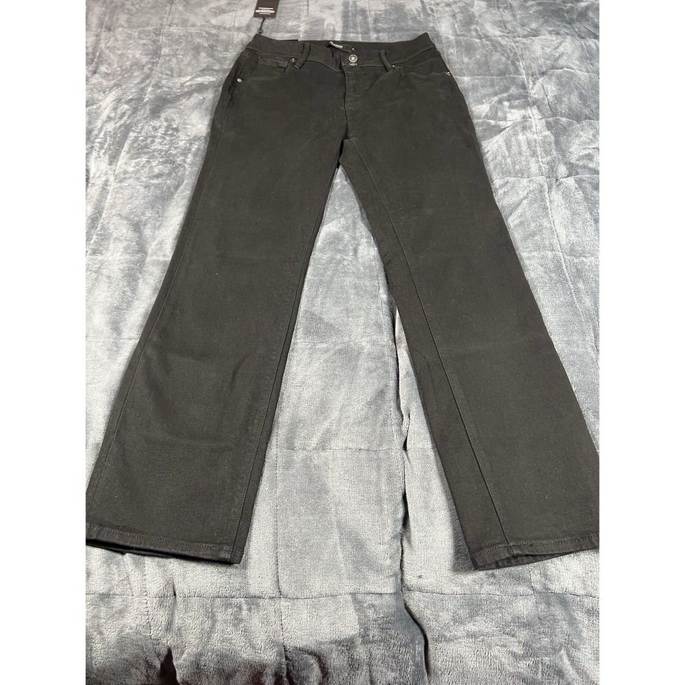 Hudson Womens Midrise Straight Leg Pitch Black Jeans, Black, Size 8/29